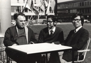 Jiri Jirmal with japanese guitar players Ochi and Sazaki in Saabrücken, radio recordings